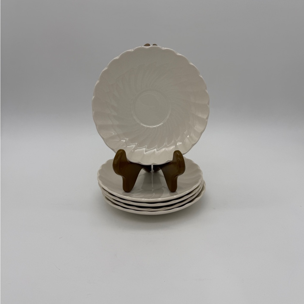 Myott Staffordshire England Olde Chelsea White Swirl 5.5” Teacup Saucer Set Of 5